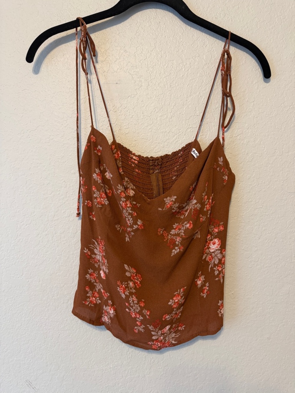 Reformation Brown Floral Tie-Shoulder Bustier Camisole - Picture 2 of 7